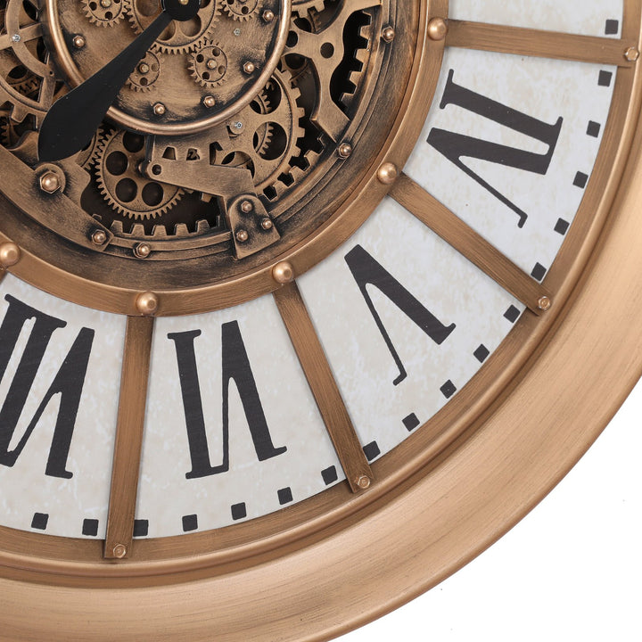Chilli Decor Farah Provincial Metal Moving Gears Wall Clock 101cm TQ-Y707 4