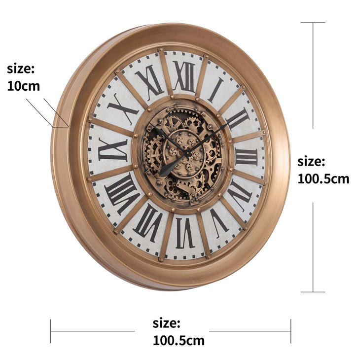 Chilli Decor Farah Provincial Metal Moving Gears Wall Clock 101cm TQ-Y707 7