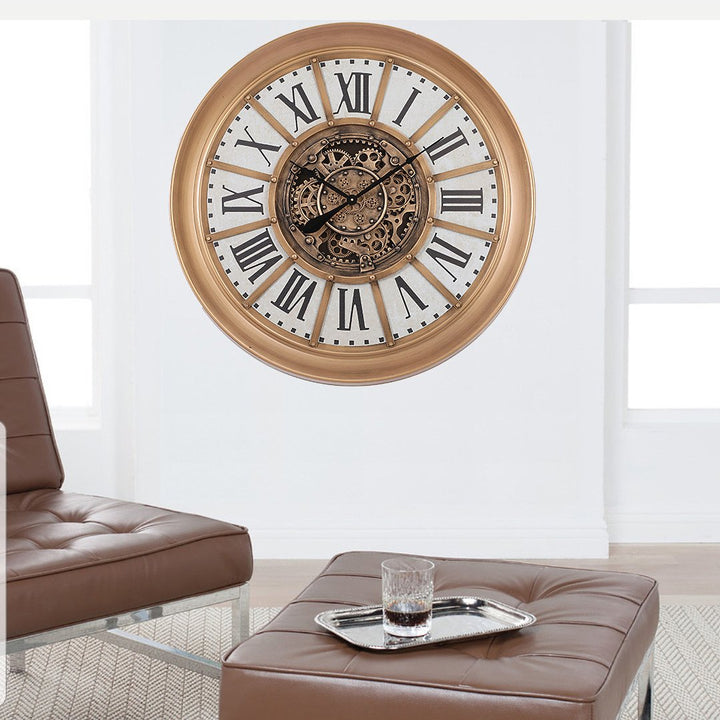 Chilli Decor Farah Provincial Metal Moving Gears Wall Clock 101cm TQ-Y707 8