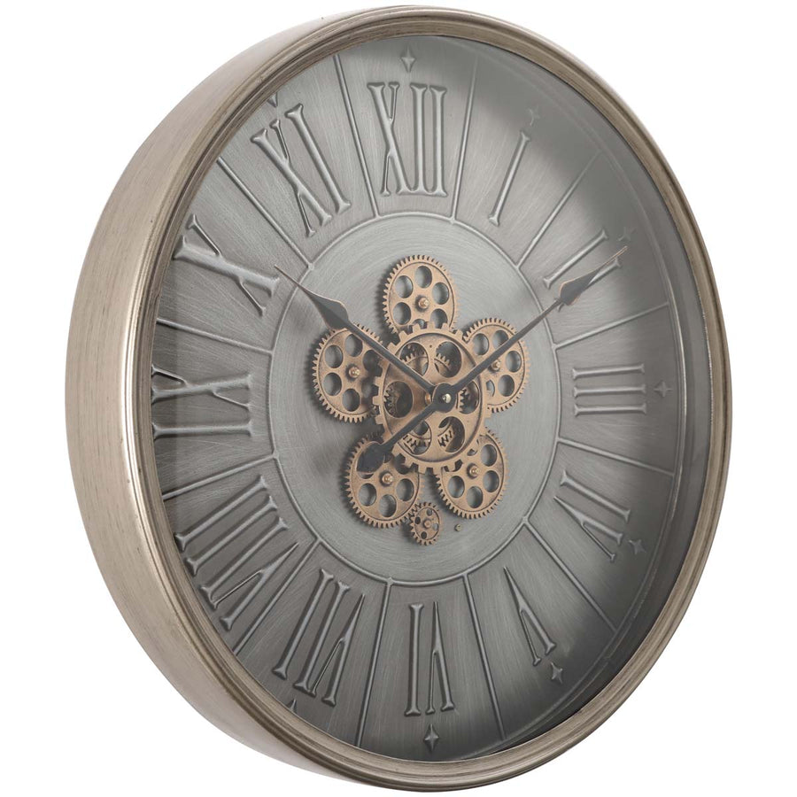 Chilli Decor George Indented Roman Metal Moving Gears Wall Clock 60cm TQ-Y666 1
