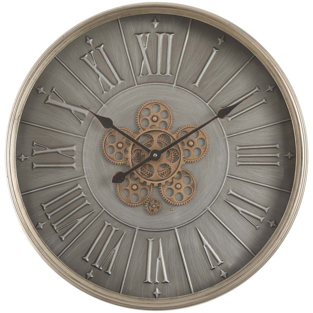 Chilli Decor George Indented Roman Metal Moving Gears Wall Clock 60cm TQ-Y666 3