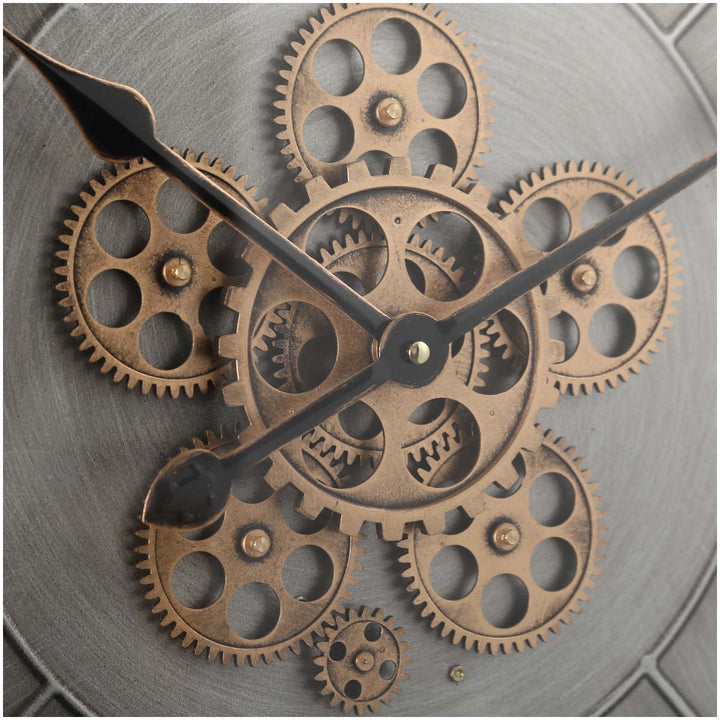 Chilli Decor George Indented Roman Metal Moving Gears Wall Clock 60cm TQ-Y666 6