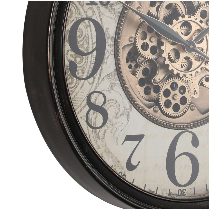 Chilli Decor Giovanni Industrial Black Metal Moving Gears Wall Clock 65cm TQ-Y742 3