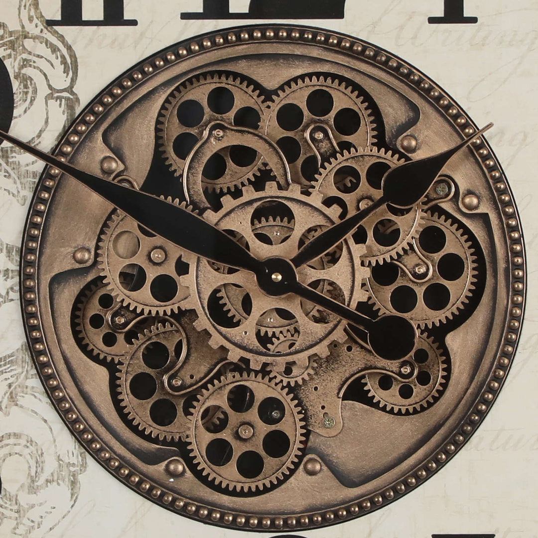 Chilli Decor Giovanni Industrial Black Metal Moving Gears Wall Clock 65cm TQ-Y742 4
