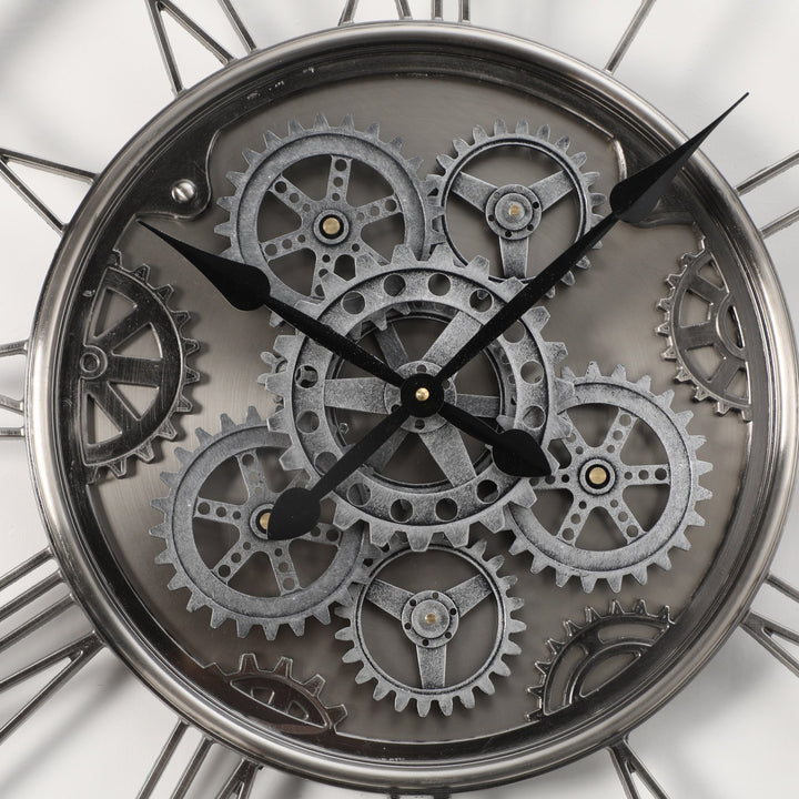 Chilli Decor Greenwich Iron Metal Moving Gears Wall Clock 60cm TQ-Y727 4