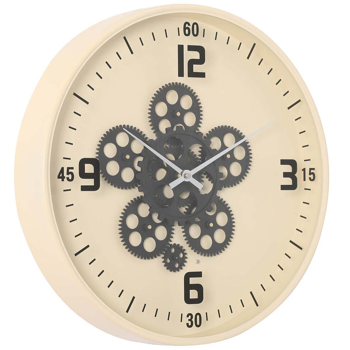 Chilli Decor Hamlin Beige Metal Moving Gears Wall Clock 40cm TQ-Y717 1