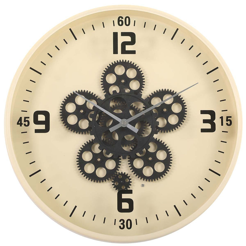 Chilli Decor Hamlin Beige Metal Moving Gears Wall Clock 40cm TQ-Y717 2
