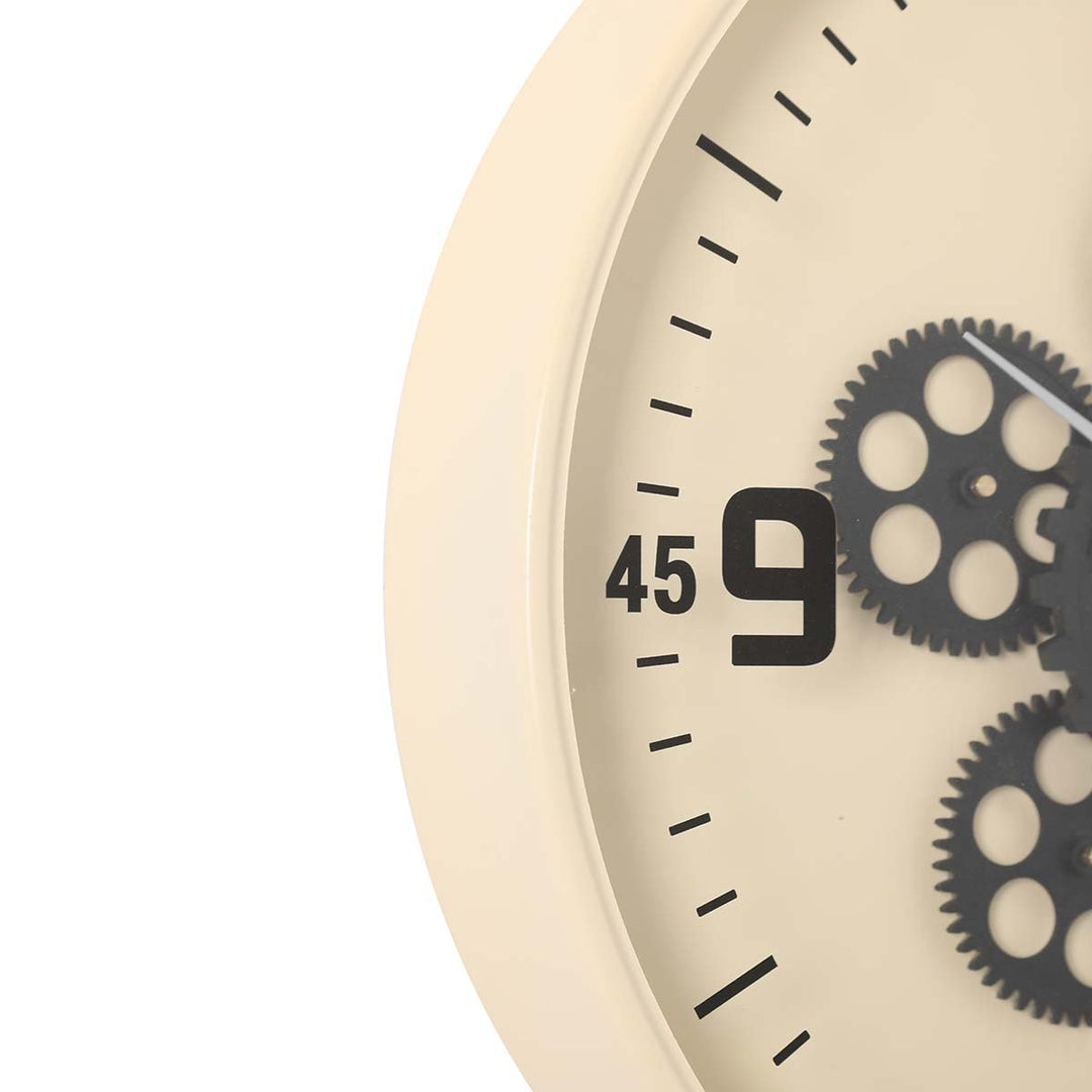 Chilli Decor Hamlin Beige Metal Moving Gears Wall Clock 40cm TQ-Y717 3