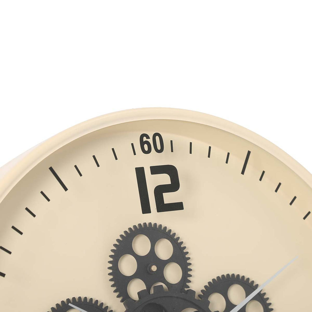 Chilli Decor Hamlin Beige Metal Moving Gears Wall Clock 40cm TQ-Y717 4