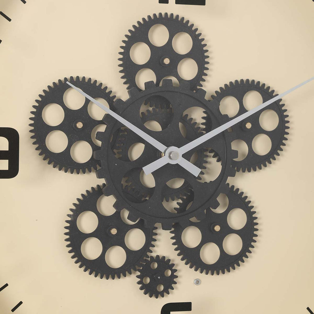 Chilli Decor Hamlin Beige Metal Moving Gears Wall Clock 40cm TQ-Y717 5