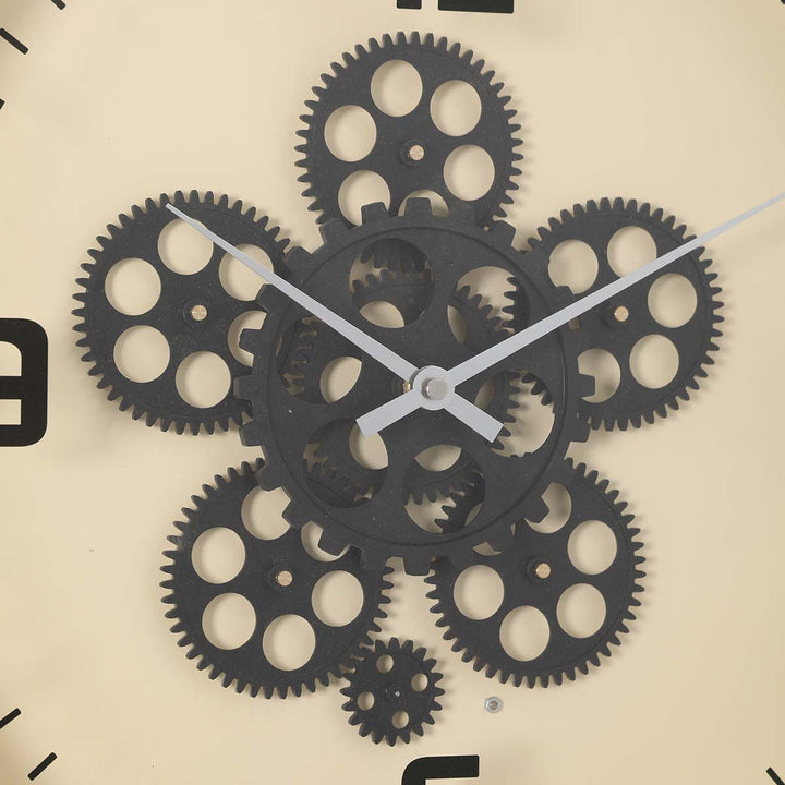 Chilli Decor Hamlin Beige Metal Moving Gears Wall Clock 40cm TQ-Y717 5