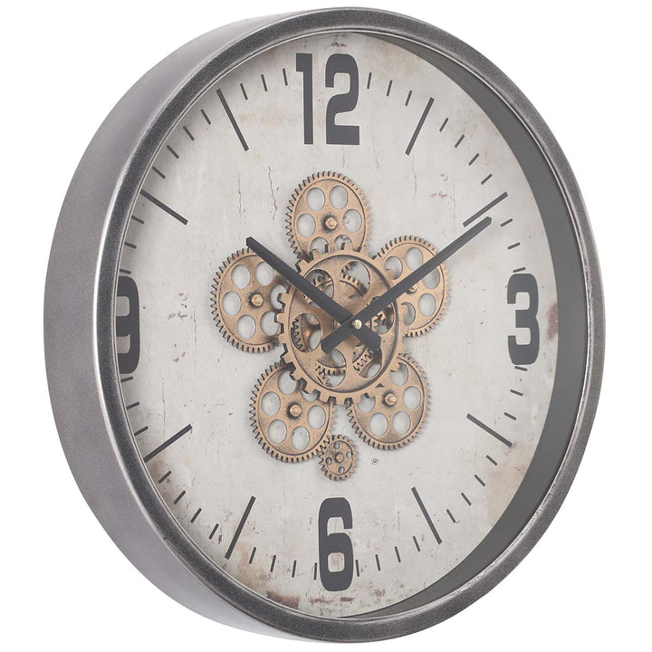Chilli Decor Harold Gunmetal Grey Moving Gears Wall Clock 46cm TQ-Y714 1
