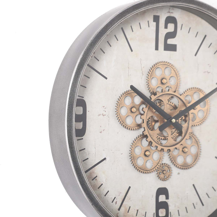 Chilli Decor Harold Gunmetal Grey Moving Gears Wall Clock 46cm TQ-Y714 3
