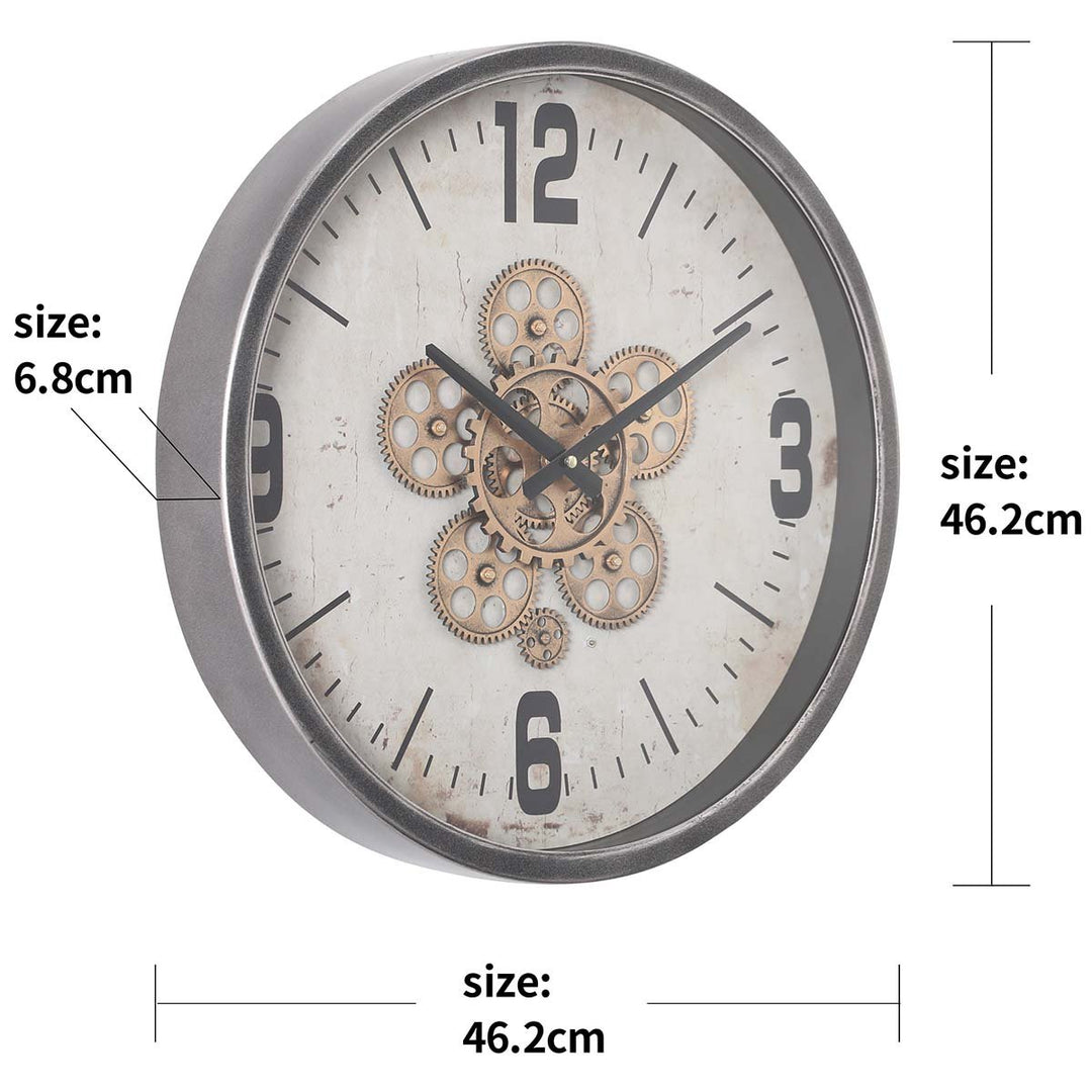 Chilli Decor Harold Gunmetal Grey Moving Gears Wall Clock 46cm TQ-Y714 6