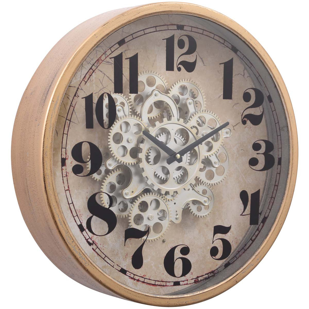 Chilli Decor Henri Modern Industrial Gold Wash Metal Moving Gears Wall Clock 47cm TQ-Y618 1