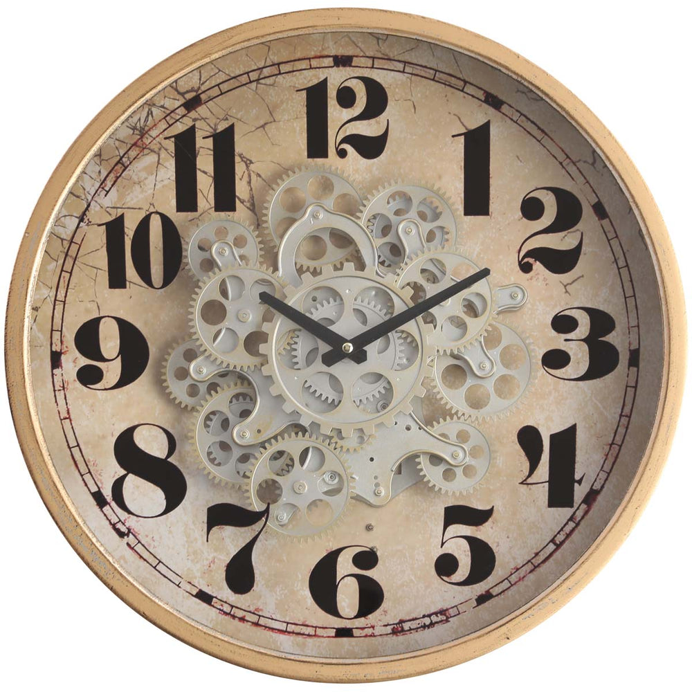 Chilli Decor Henri Modern Industrial Gold Wash Metal Moving Gears Wall Clock 47cm TQ-Y618 3
