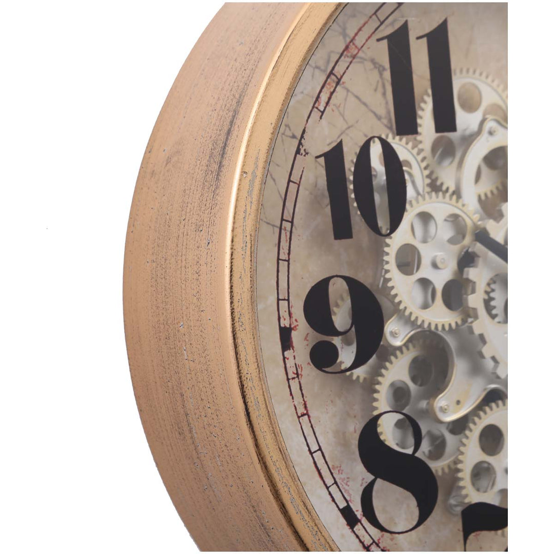 Chilli Decor Henri Modern Industrial Gold Wash Metal Moving Gears Wall Clock 47cm TQ-Y618 4