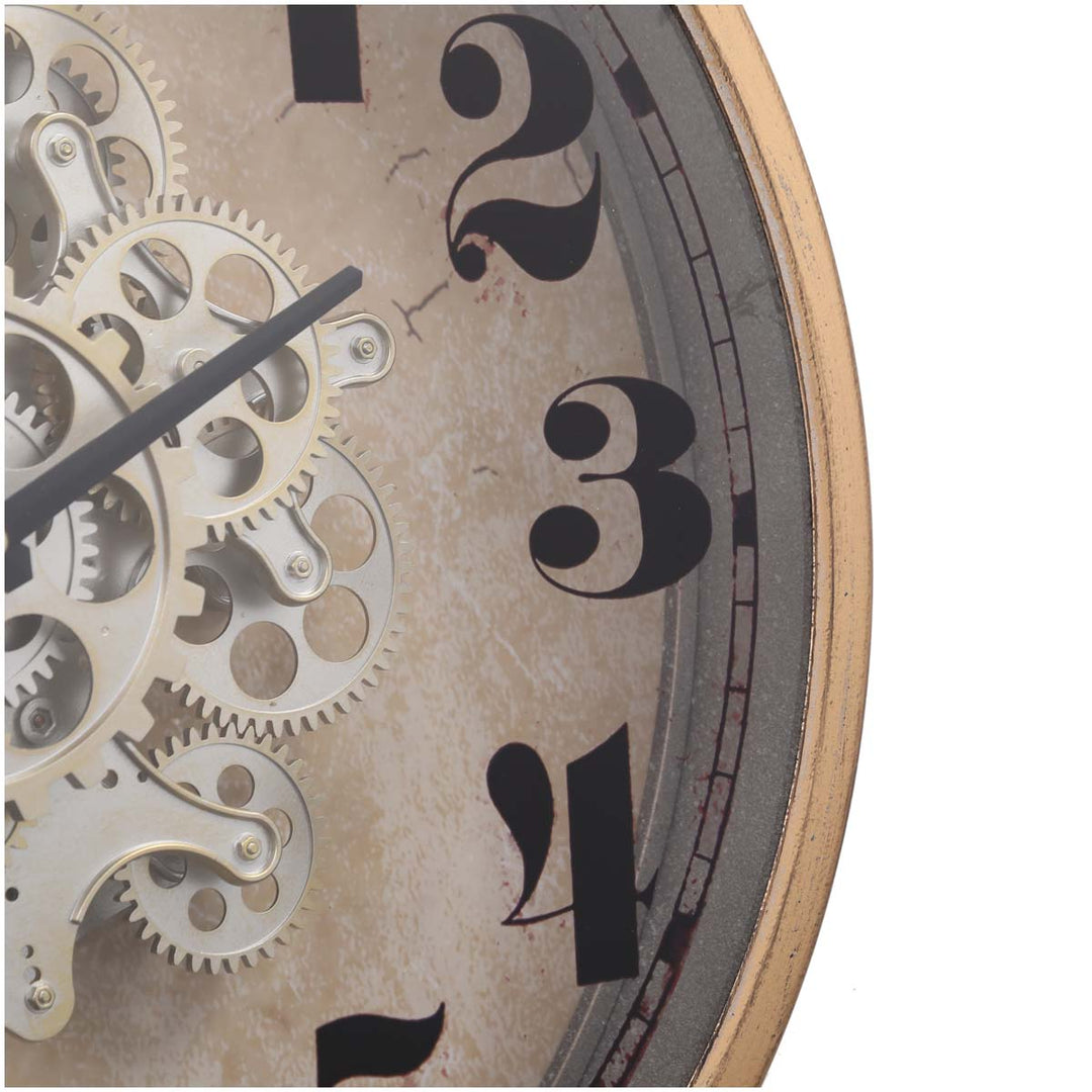 Chilli Decor Henri Modern Industrial Gold Wash Metal Moving Gears Wall Clock 47cm TQ-Y618 5