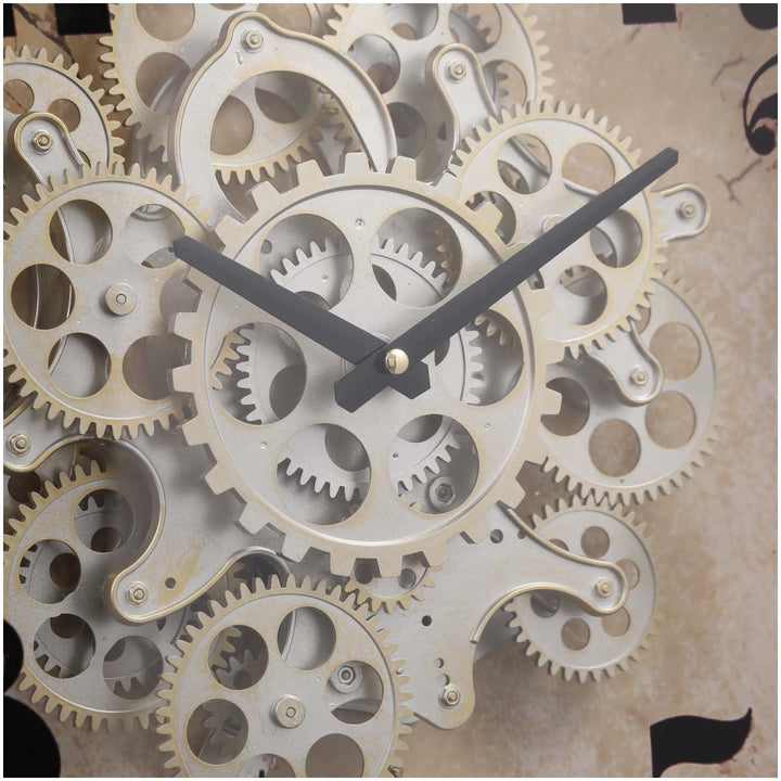 Chilli Decor Henri Modern Industrial Gold Wash Metal Moving Gears Wall Clock 47cm TQ-Y618 6