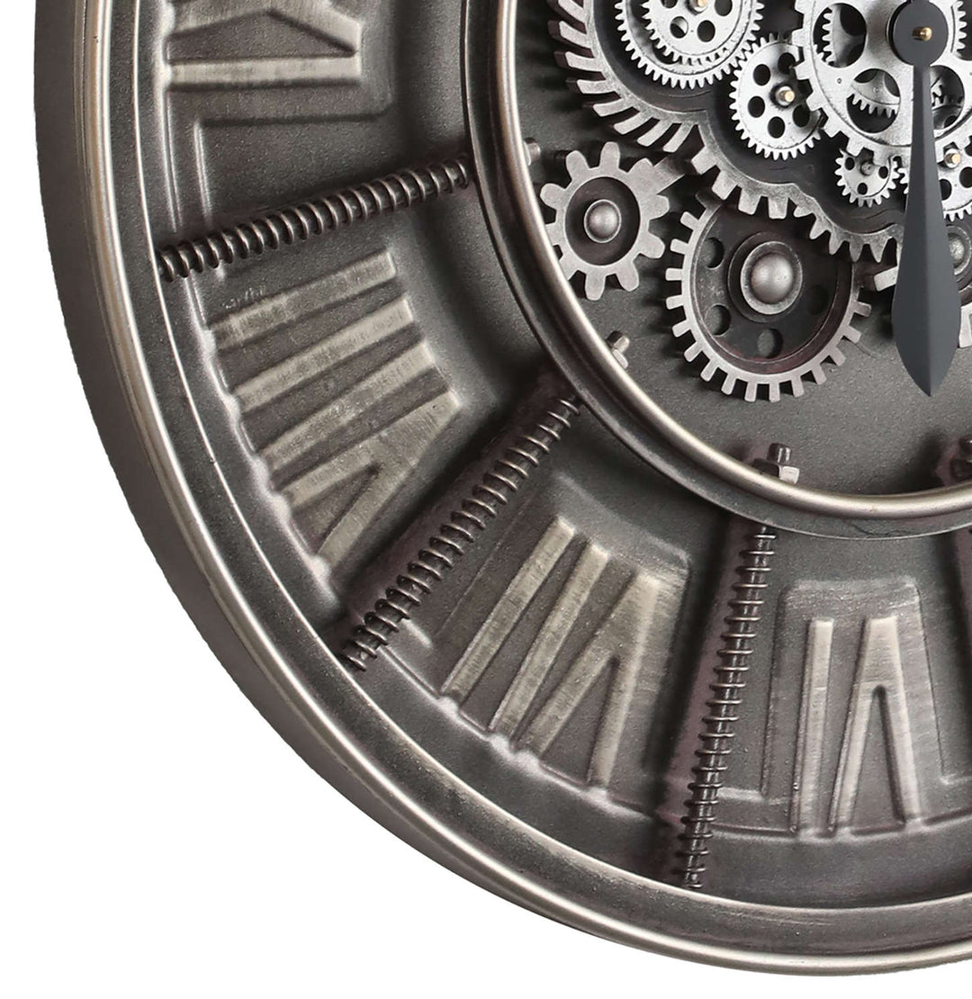 Chilli Decor Hensley Industrial Grey Metal Moving Gears Wall Clock 80cm TQ-Y745 3