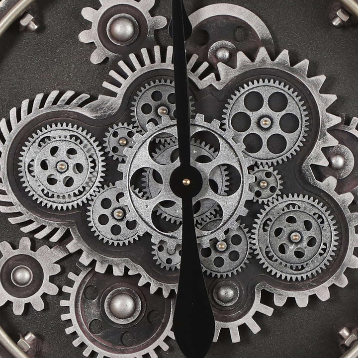Chilli Decor Hensley Industrial Grey Metal Moving Gears Wall Clock 80cm TQ-Y745 4