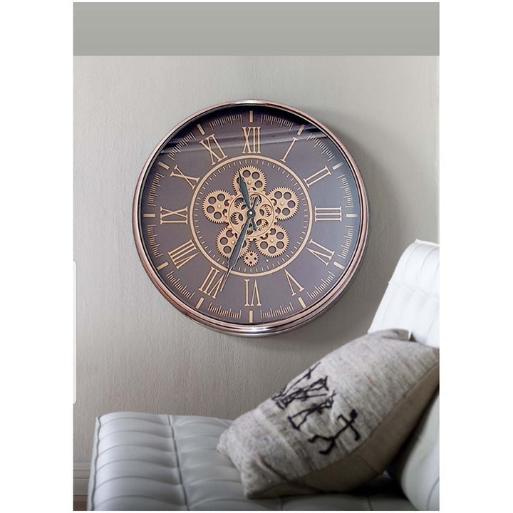 Chilli Decor Hera Rose Gold Copper Metal Moving Gears Wall Clock 55cm TQ-Y688 3