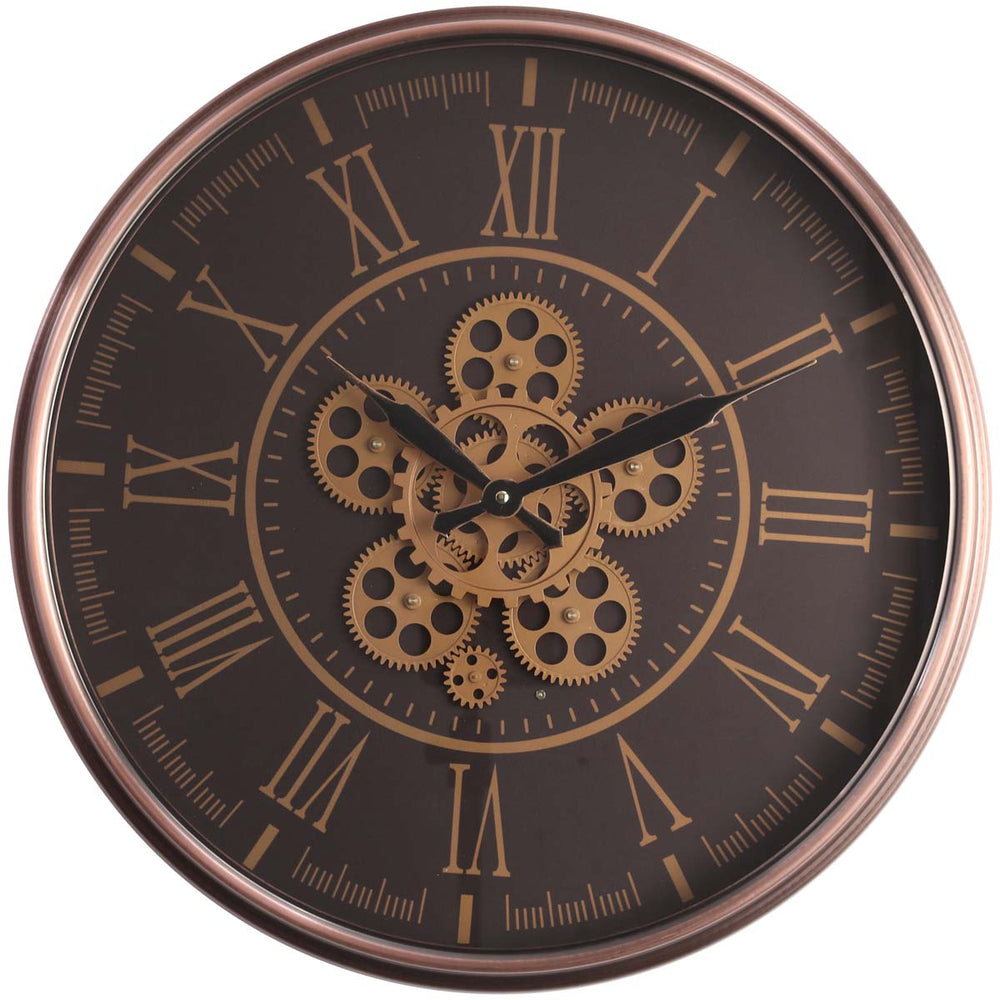 Chilli Decor Hera Rose Gold Copper Metal Moving Gears Wall Clock 55cm TQ-Y688 4