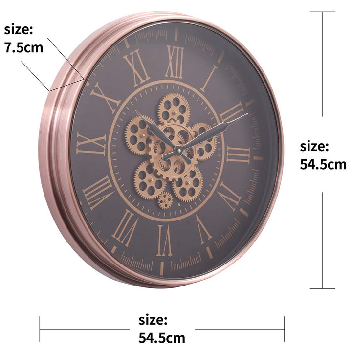 Chilli Decor Hera Rose Gold Copper Metal Moving Gears Wall Clock 55cm TQ-Y688 10
