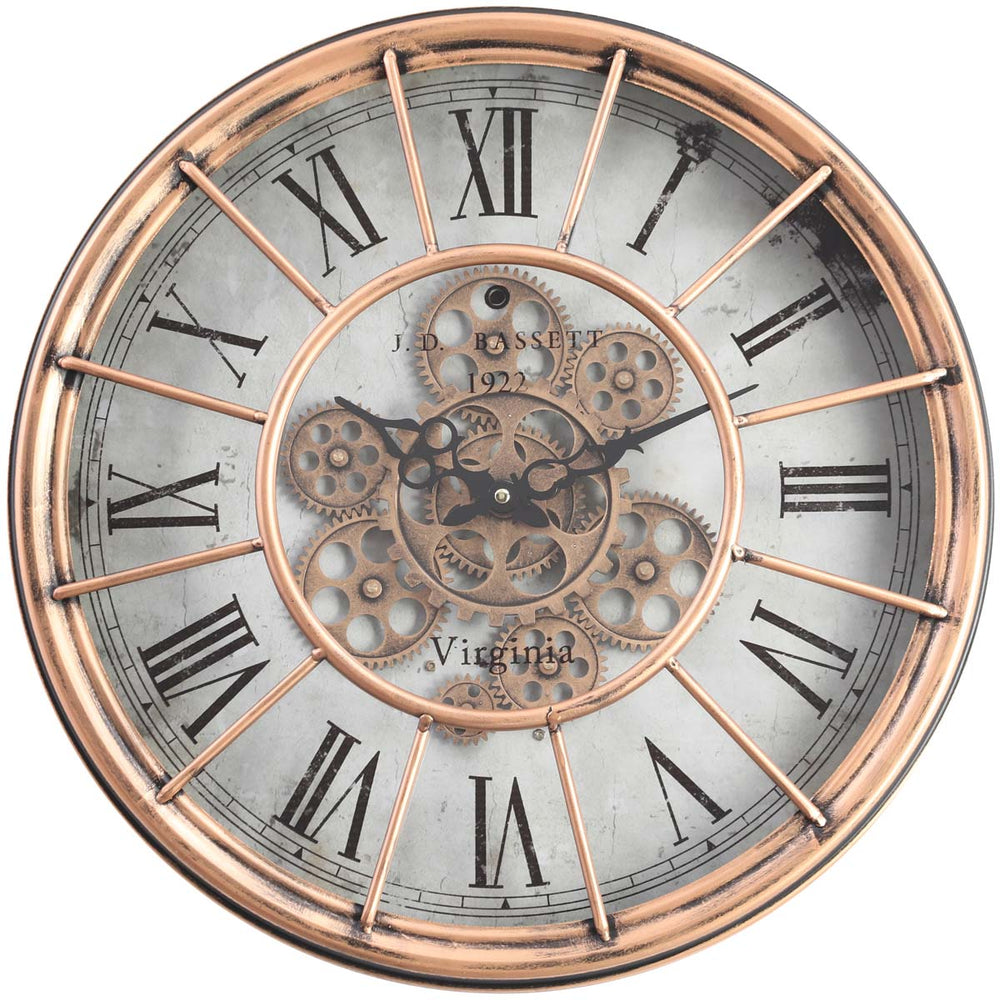 Chilli Decor JD Basset Industrial Metal Moving Gears Wall Clock Copper Wash 47cm TQ-Y685 3