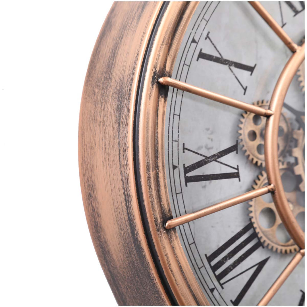 Chilli Decor JD Basset Industrial Metal Moving Gears Wall Clock Copper Wash 47cm TQ-Y685 4