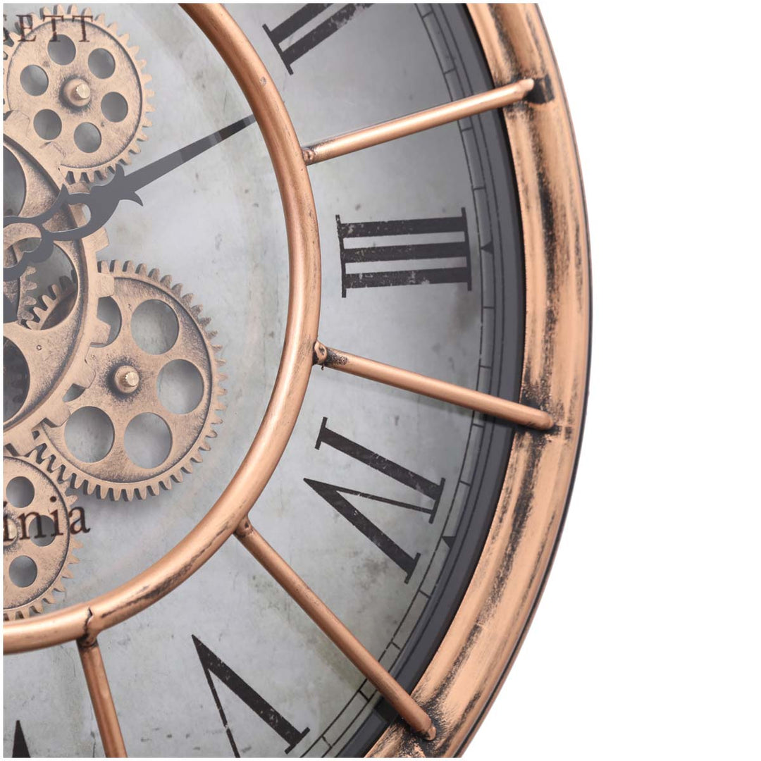 Chilli Decor JD Basset Industrial Metal Moving Gears Wall Clock Copper Wash 47cm TQ-Y685 5
