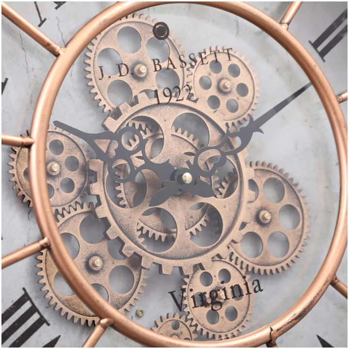 Chilli Decor JD Basset Industrial Metal Moving Gears Wall Clock Copper Wash 47cm TQ-Y685 6