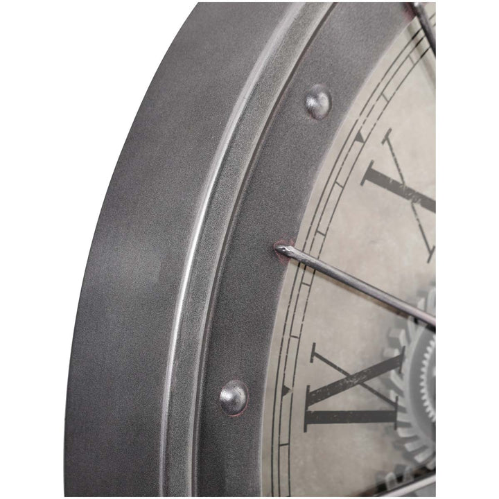 Chilli Decor JD Basset Industrial Metal Moving Gears Wall Clock Grey Wash 80cm TQ-Y709 5