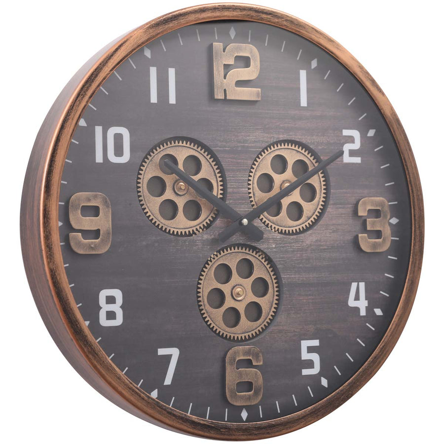 Chilli Decor Jacob Industrial Copper Black Metal Moving Gears Wall Clock 46cm TQ-Y701 1