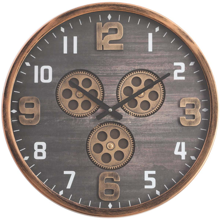 Chilli Decor Jacob Industrial Copper Black Metal Moving Gears Wall Clock 46cm TQ-Y701 3