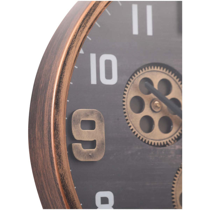 Chilli Decor Jacob Industrial Copper Black Metal Moving Gears Wall Clock 46cm TQ-Y701 5