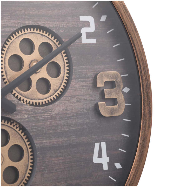 Chilli Decor Jacob Industrial Copper Black Metal Moving Gears Wall Clock 46cm TQ-Y701 6