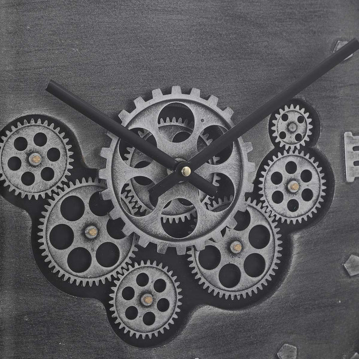 Chilli Decor Julian Inustrial Black Grey Wash Metal Moving Gears Wall Clock 46cm TQ-Y715 5