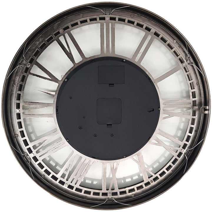 Chilli Decor Kensington Industrial Silver Wash Iron Moving Gears Wall Clock 55cm TQ-Y695 4
