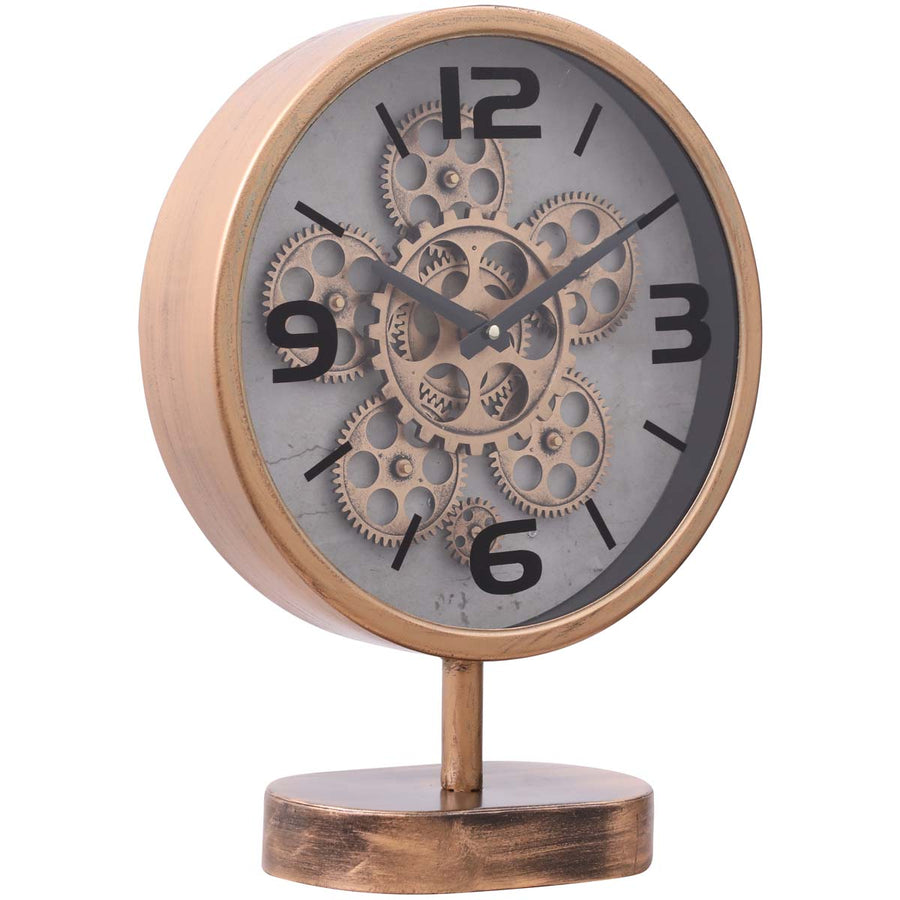 Chilli Decor Kia Distressed Gold Metal Moving Gears Desk Clock 41cm TQ-Y704 1