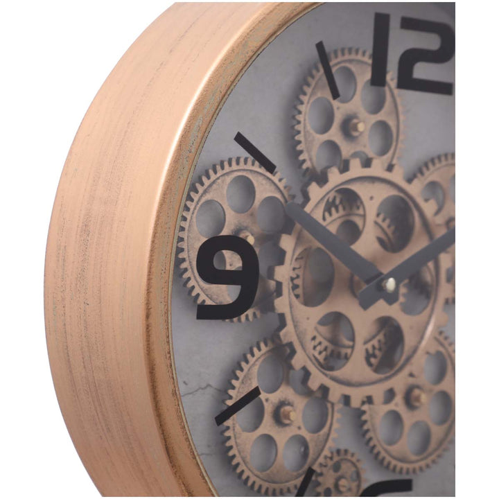 Chilli Decor Kia Distressed Gold Metal Moving Gears Desk Clock 41cm TQ-Y704 3