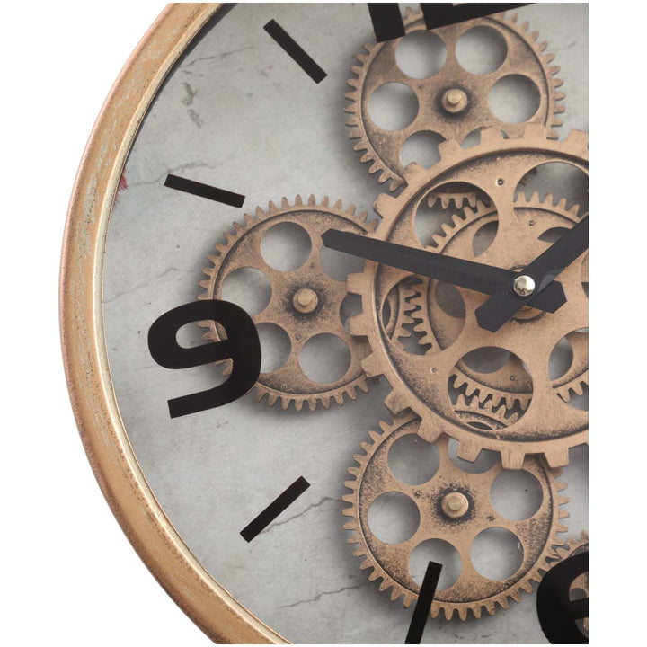 Chilli Decor Kia Distressed Gold Metal Moving Gears Desk Clock 41cm TQ-Y704 4