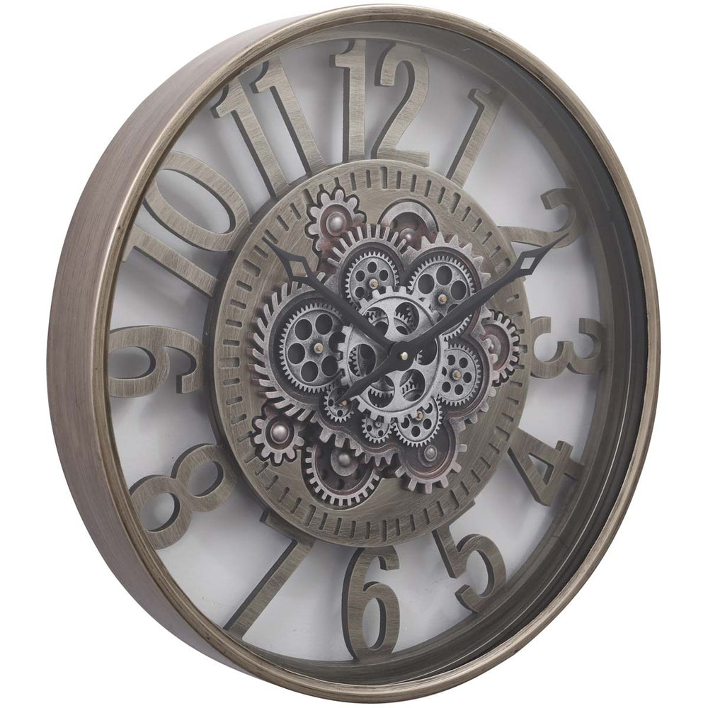 Chilli Decor Levon Industrial Grey Wash Metal Moving Gears Wall Clock 59cm TQ-Y696 1