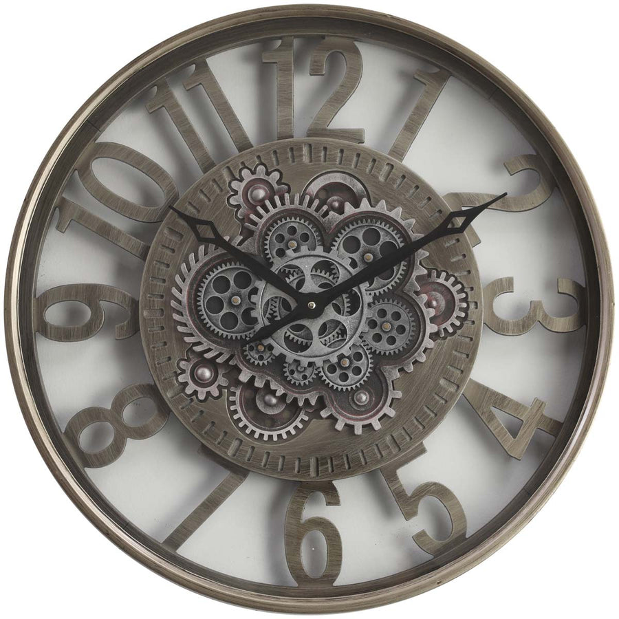 Chilli Decor Levon Industrial Grey Wash Metal Moving Gears Wall Clock 59cm TQ-Y696 2
