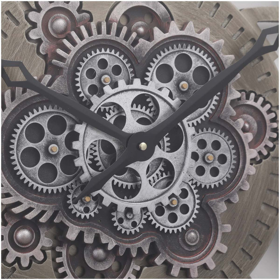 Chilli Decor Levon Industrial Grey Wash Metal Moving Gears Wall Clock 59cm TQ-Y696 3