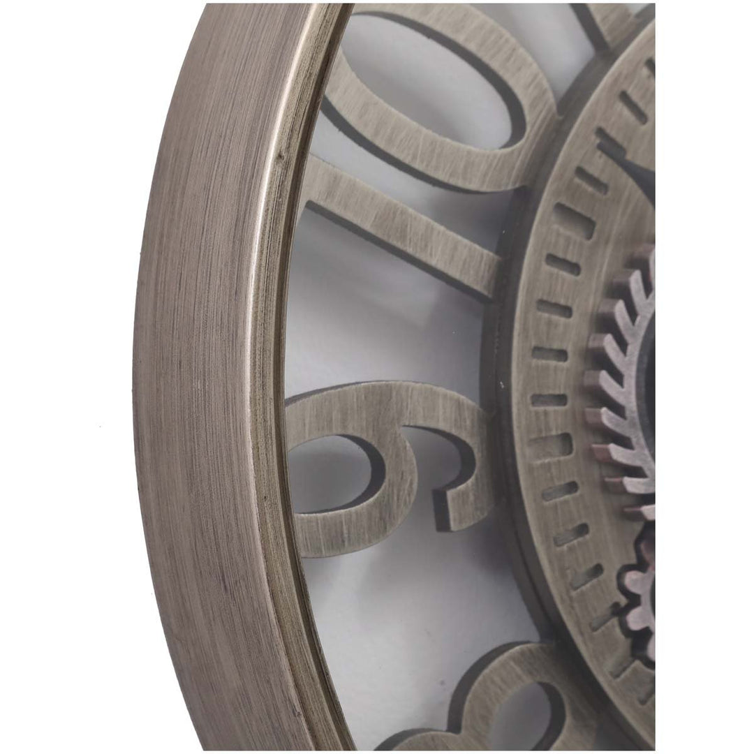 Chilli Decor Levon Industrial Grey Wash Metal Moving Gears Wall Clock 59cm TQ-Y696 4