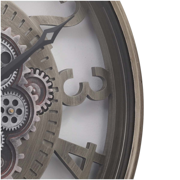 Chilli Decor Levon Industrial Grey Wash Metal Moving Gears Wall Clock 59cm TQ-Y696 5
