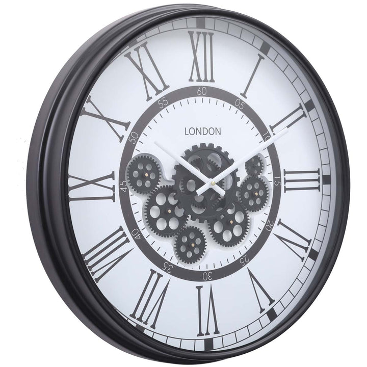 Chilli Decor London Modern Metal Moving Gears Wall Clock White 55cm TQ-Y671 1