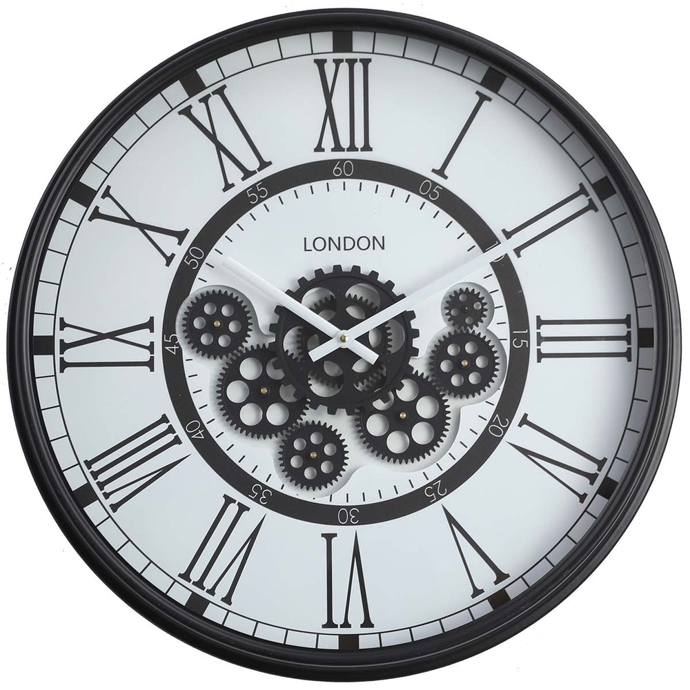 Chilli Decor London Modern Metal Moving Gears Wall Clock White 55cm TQ-Y671 3