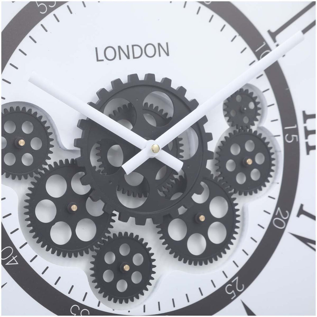 Chilli Decor London Modern Metal Moving Gears Wall Clock White 55cm TQ-Y671 5